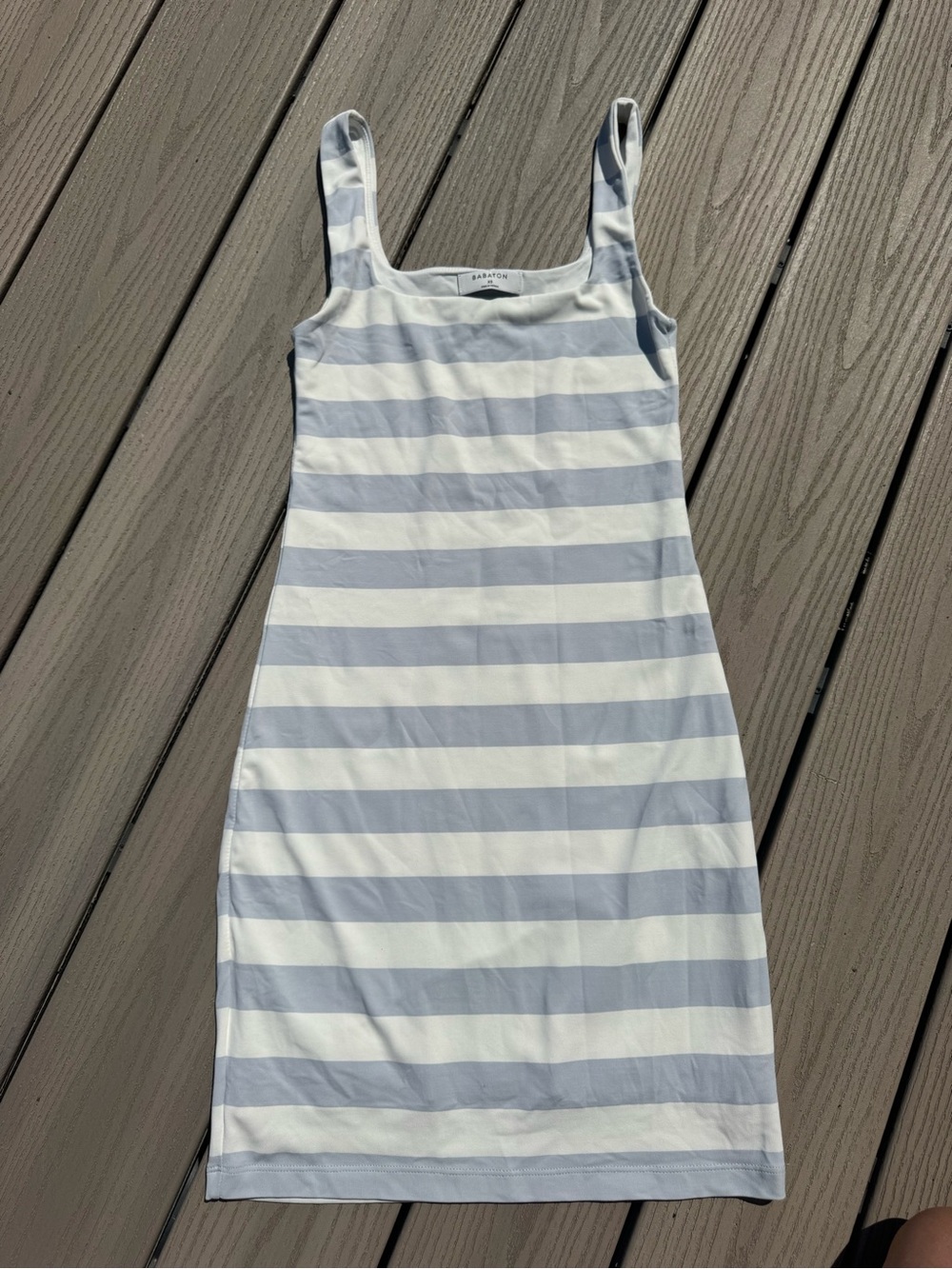 Aritzia Babaton Striped Tank Dress in Light Blue and White